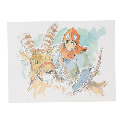 Carte Postal Ashitaka & Yakuru (B) Style Aquarelle Princesse Mononoke Ghibli