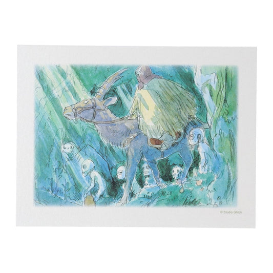 Carte Postal Ashitaka & Yakuru (A) Style Aquarelle Princesse Mononoke Ghibli