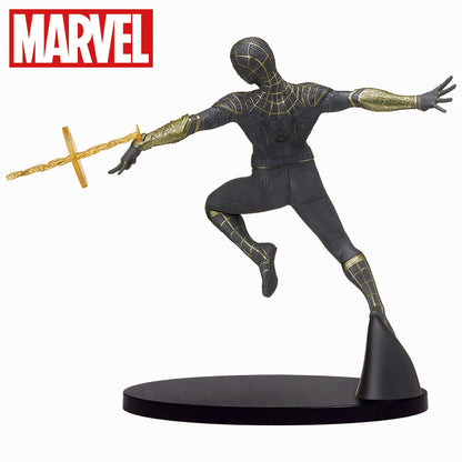 Figurine Spiderman Noir & Or avec Toile Luminasta Marvel