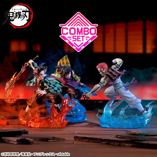 Figurine Tomioka & Tanjiro VS Akaza Xross Link Luminasta Demon Slayer Combo Set