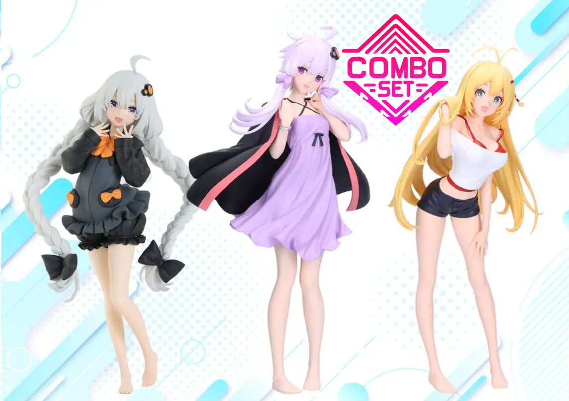 Figurine Yuzuki Yukari & Tsurumaki Maki & Kizuna Akari Homewear Ver. Voiceroid Combo Set